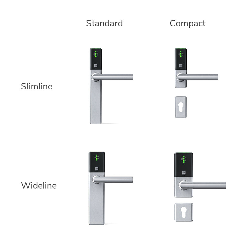 DOM Tapkey Guard Slimline and Wideline variations as well as Standard and Compact. | Dom elektronischer Türzylinder